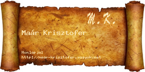 Maár Krisztofer névjegykártya